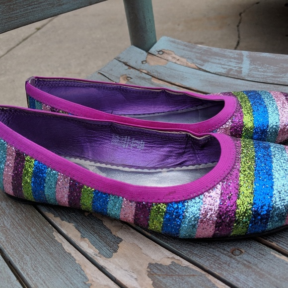 Lands' End Multi Color Glitter Flats Shoes Size 7M - Picture 2 of 7